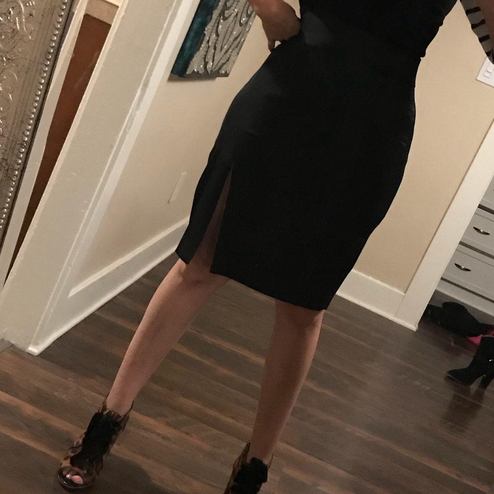 Bebe black side split midi skirt